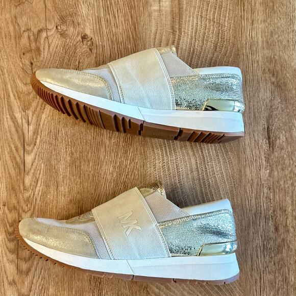 Michael Kors | MK Logo Gold Cream Elastic Mesh Trainer | Women’s Size 7.5 - Picture 11 of 11